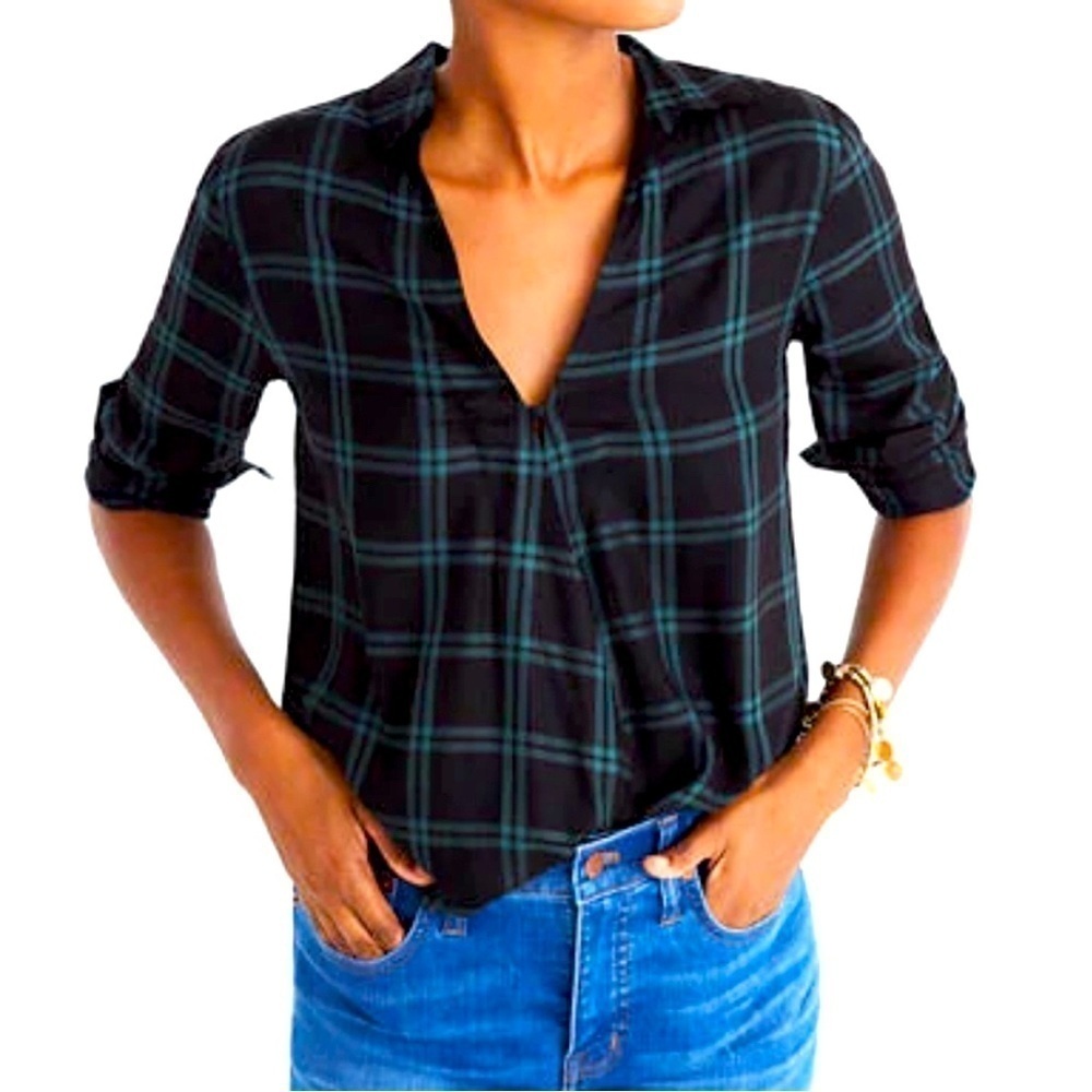 EUC Madewell Wrap Front Shirt in Palma Plaid - Size XS